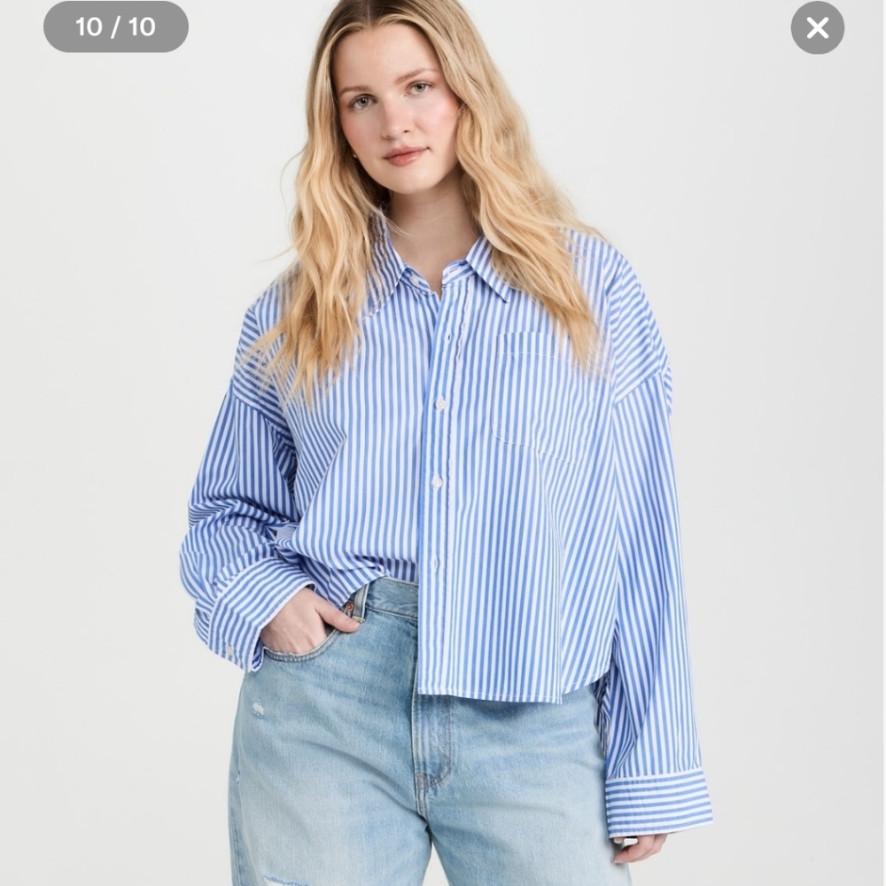 🤩 white/black stripe Elora Paige shirt size M